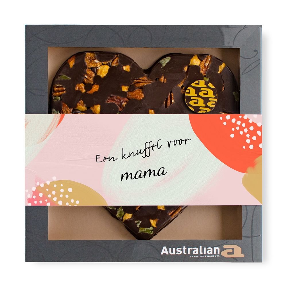 Australian Hart - Pure chocolade - Voor mama met eigen tekst - 220g