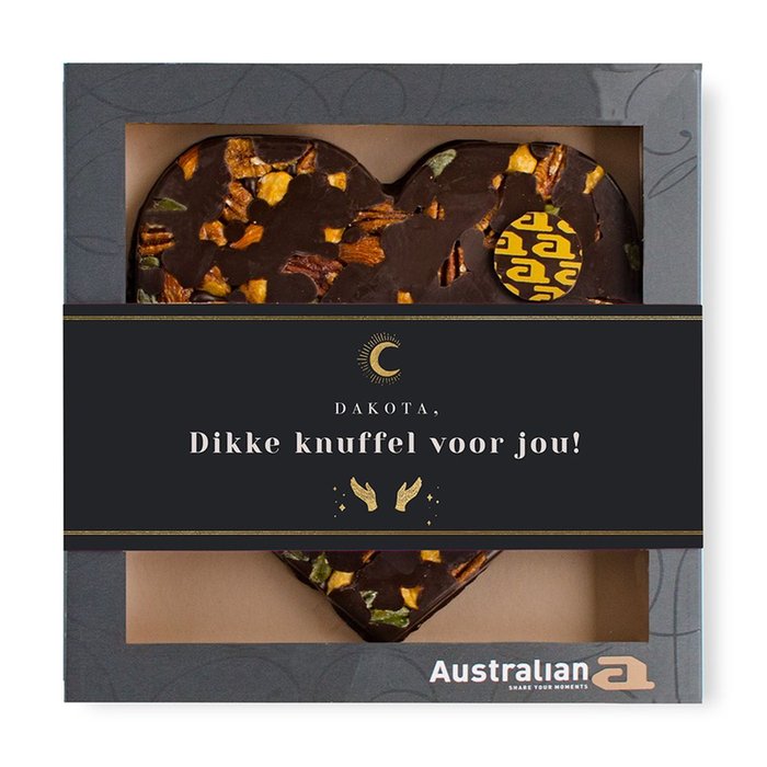Australian Hart | Pure Chocolade | Dikke knuffel met eigen tekst