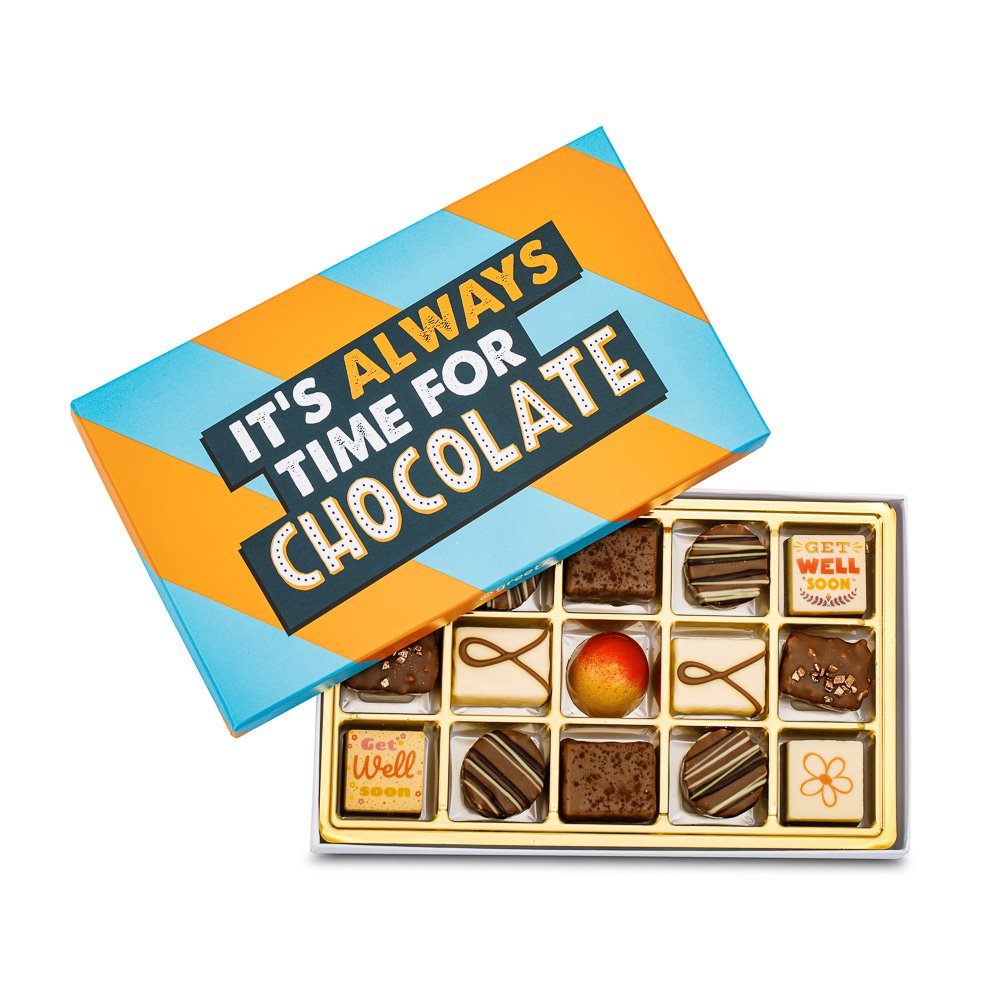 Chocolade telegram - Luxe bonbons - Get well soon - 180g