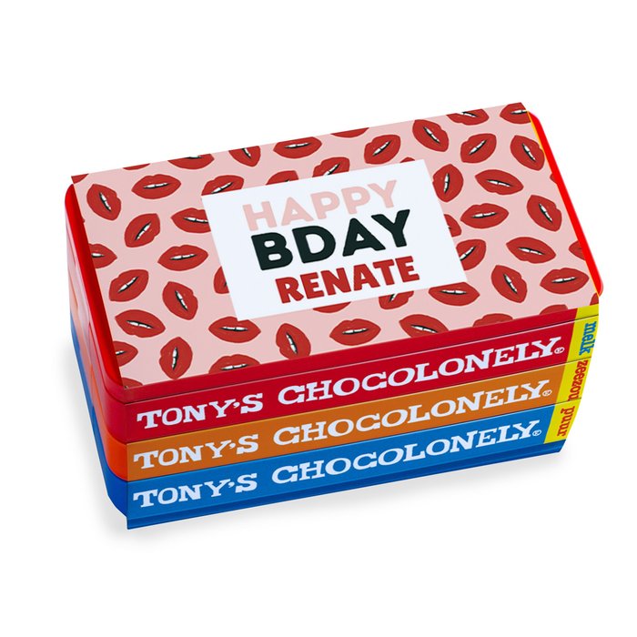 Tony's Chocolonely | Stapelblik | Happy Bday met eigen naam | 540g
