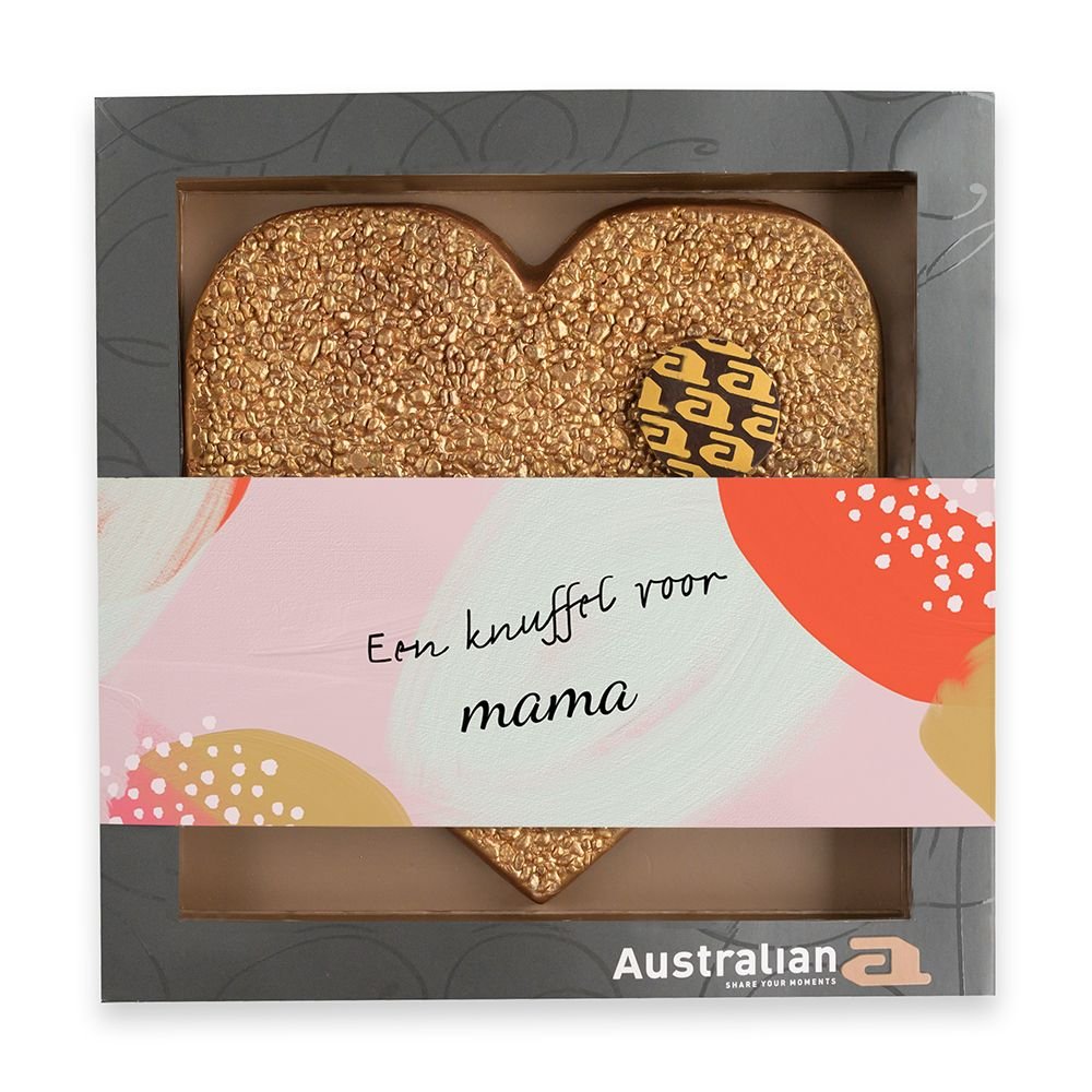 Australian Hart - Melk Goud - Dikke knuffel voor mama met eigen tekst - 220g