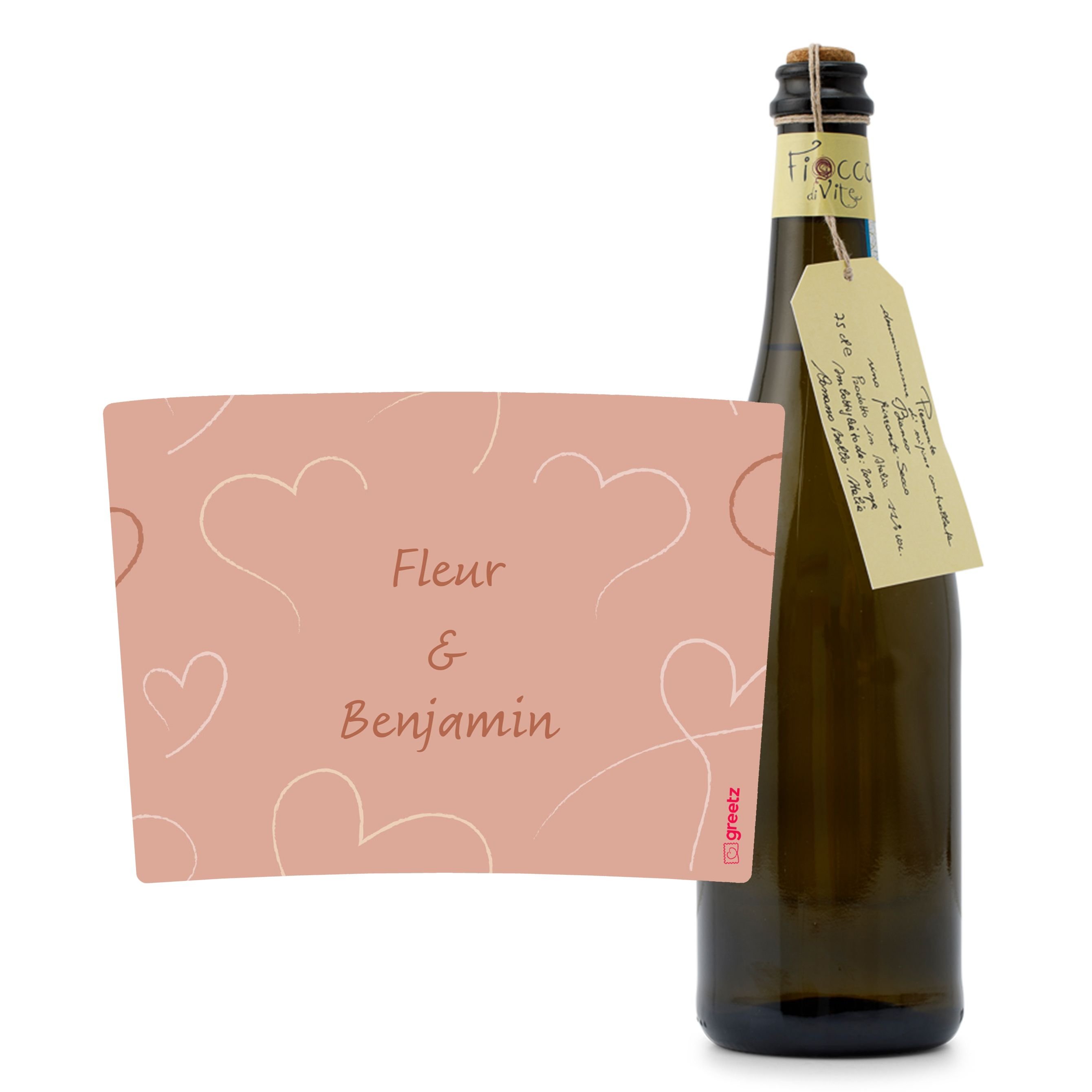 Prosecco Toso Liefde met eigen naam 750ml Drankcadeaus Toso Fiocco di Vite Prosecco Frizzante