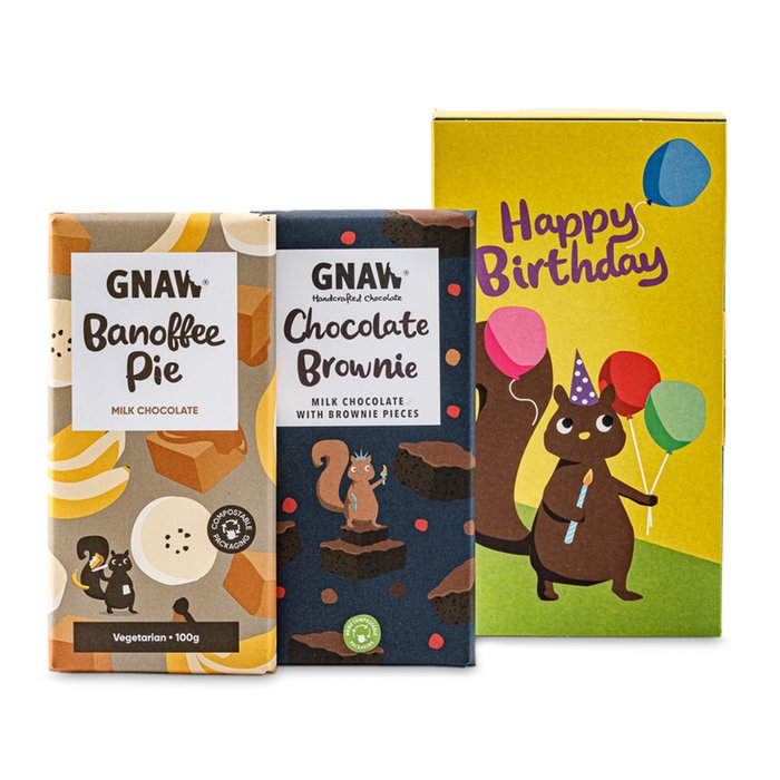 Gnaw Chocolate | Brievenbus Happy Birthday | 2 repen