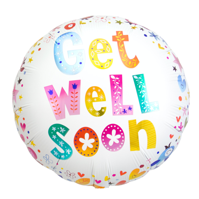 Ballon kleurrijk 'Get well soon'