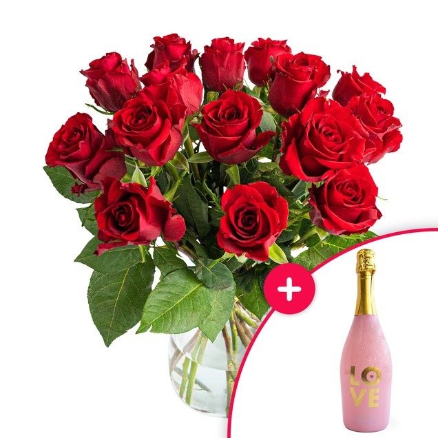 Boeket Extra Liefdevol (15 rozen) + II Miogusto lo