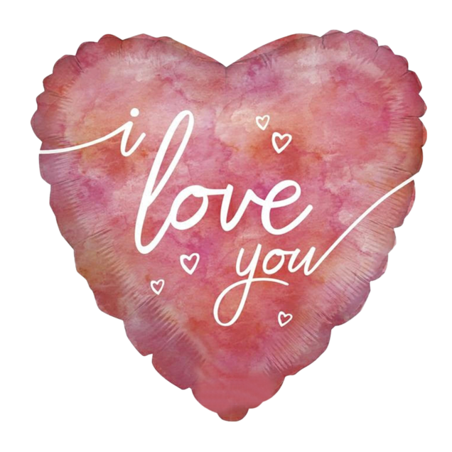 Ballon roze hart 'I love you'