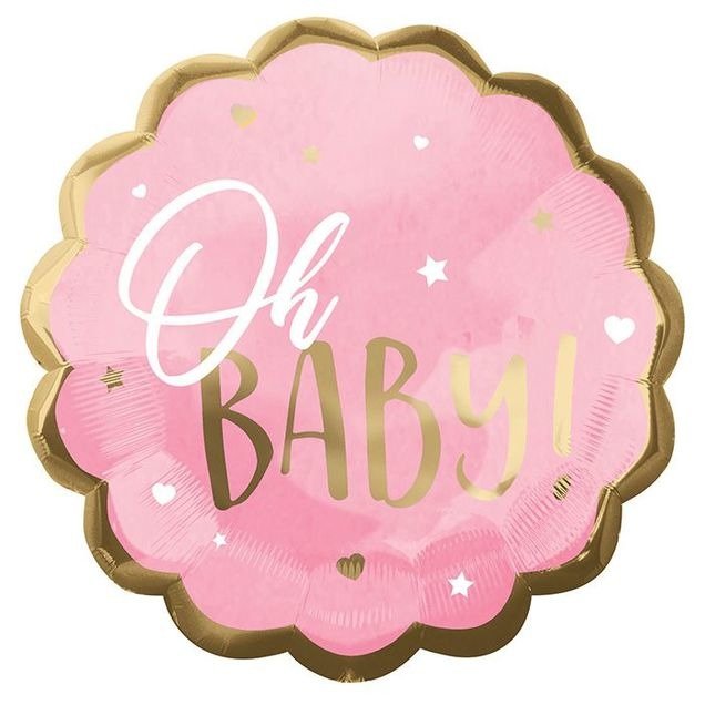 Ballon XL 'Oh baby!' roze