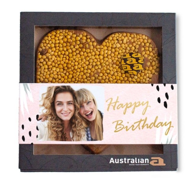 Australian Hart Karamel-zeezout | Happy Birthday met eigen foto