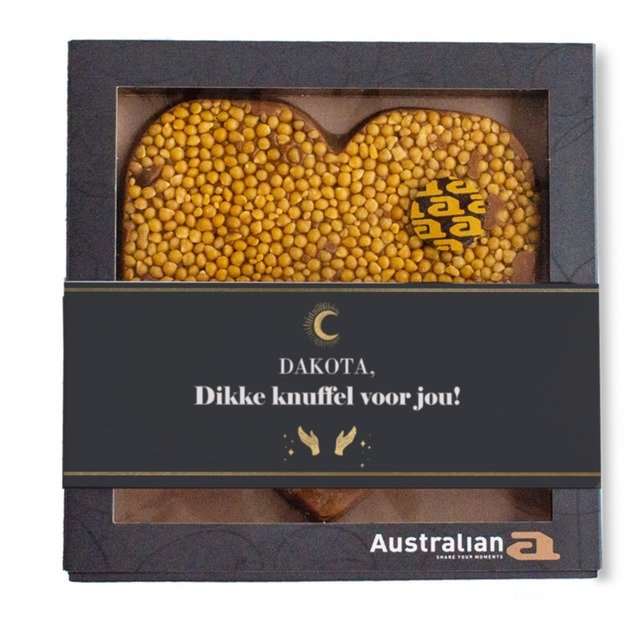 Australian Hart Karamel-zeezout | Dikke knuffel met eigen tekst | 220g