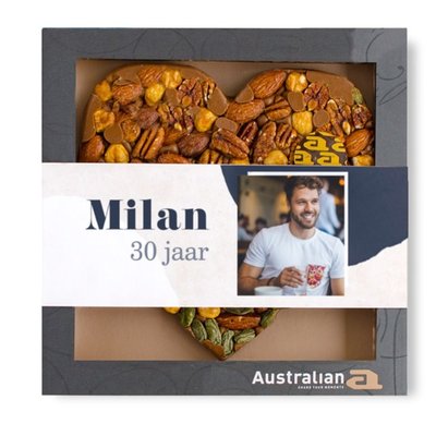Australian Hart | Melk Noten | Gefeliciteerd met eigen foto en tekst | 220g