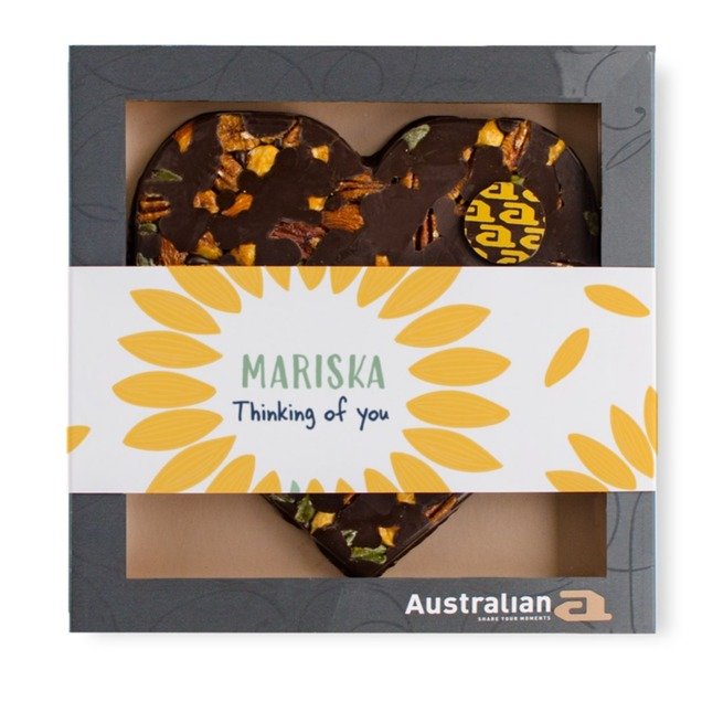 Australian Hart | Pure chocolade | Thinking of you met eigen naam | 220g