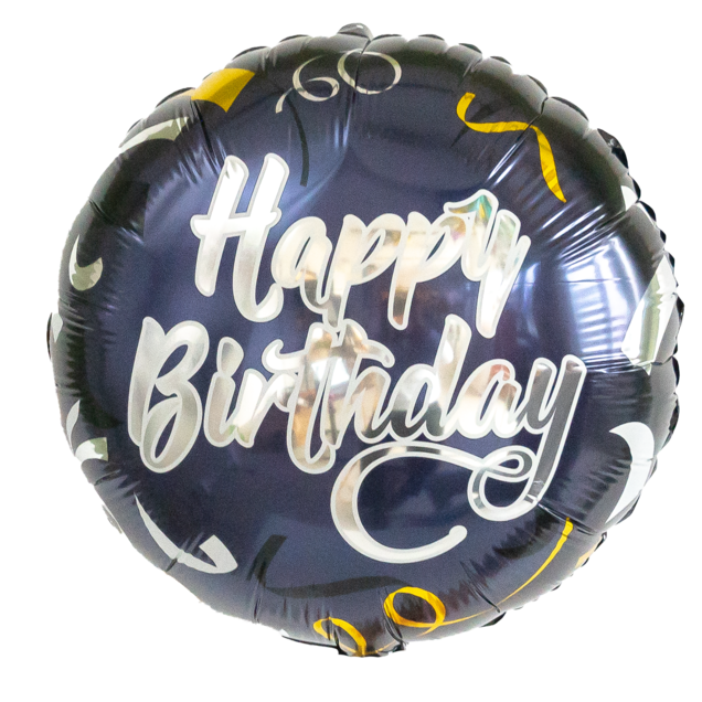 Ballon donker blauw 'Happy Birthday'