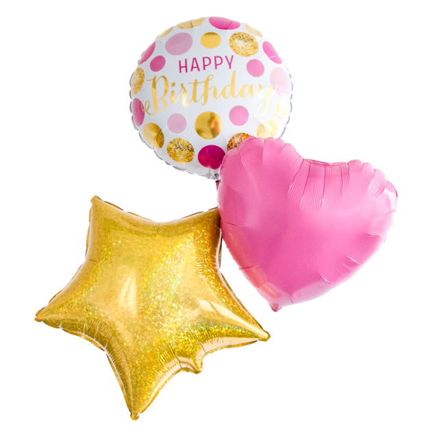 Ballonnen tros goud roze 'Happy Birthday'