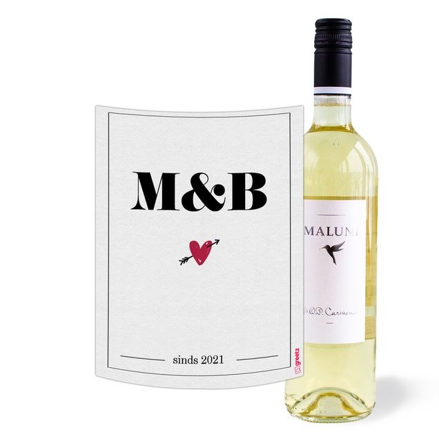 Maluni | Chardonnay | Love met eigen tekst | 750 ml
