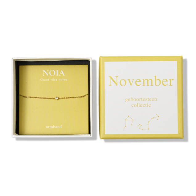 Noia Jewellery | Birthstone armband november | Goudkleurig