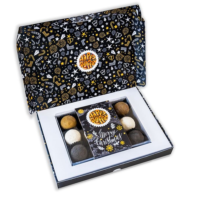 Happy Truffel | Chocoladetruffels Feestdagen Giftbox | 12 stuks