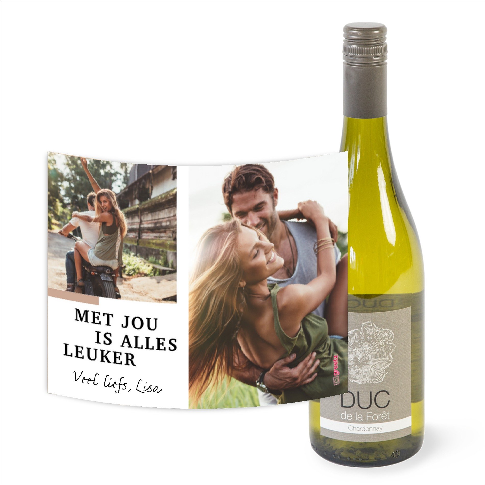 Duc de la Foret - Chardonnay - Love met eigen foto tekst - 750 ml