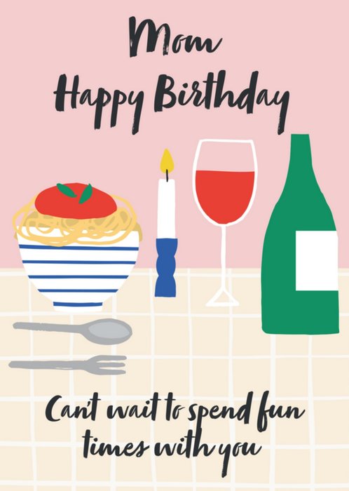 Greetz | Verjaardagskaart | wijn en pasta