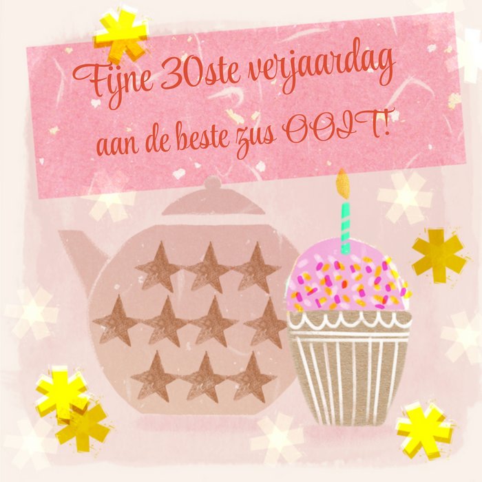 Greetz | Verjaardagskaart | Thee en cupcake