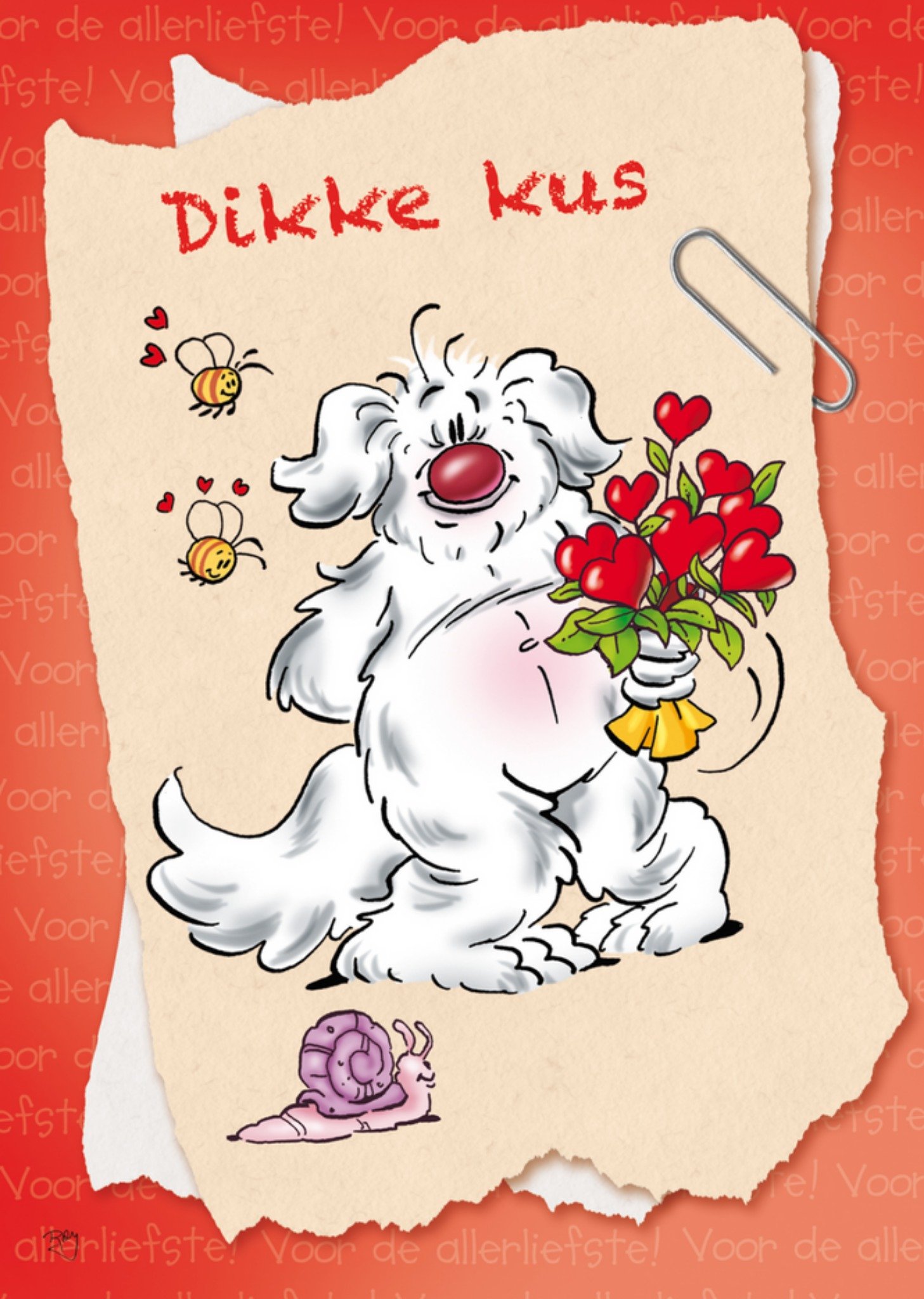 Doodles - Valentijnskaart - hondje - bloemen
