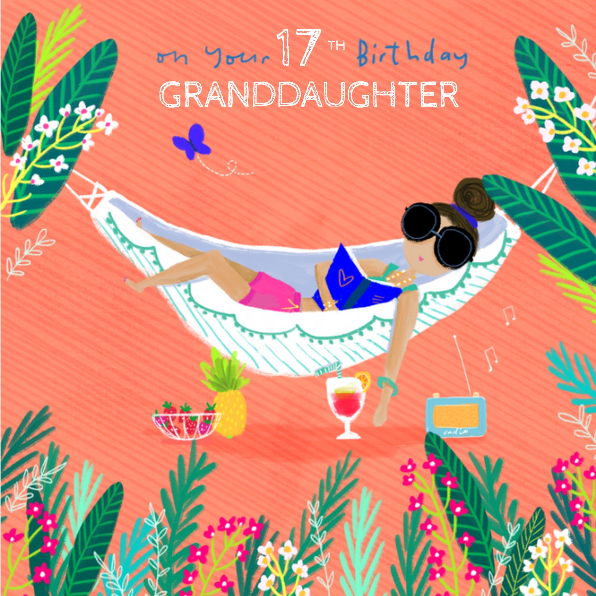 Verjaardagskaart - Meisje in een hangmat