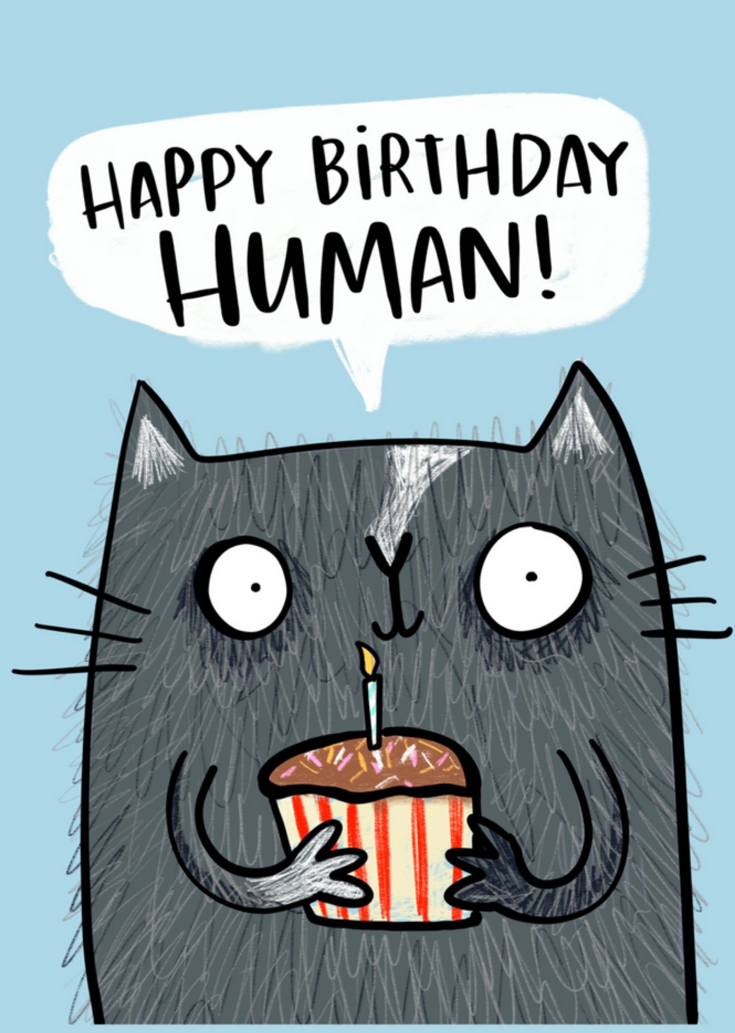 Lucy Maggie - Verjaardagskaart - cat met cupcake