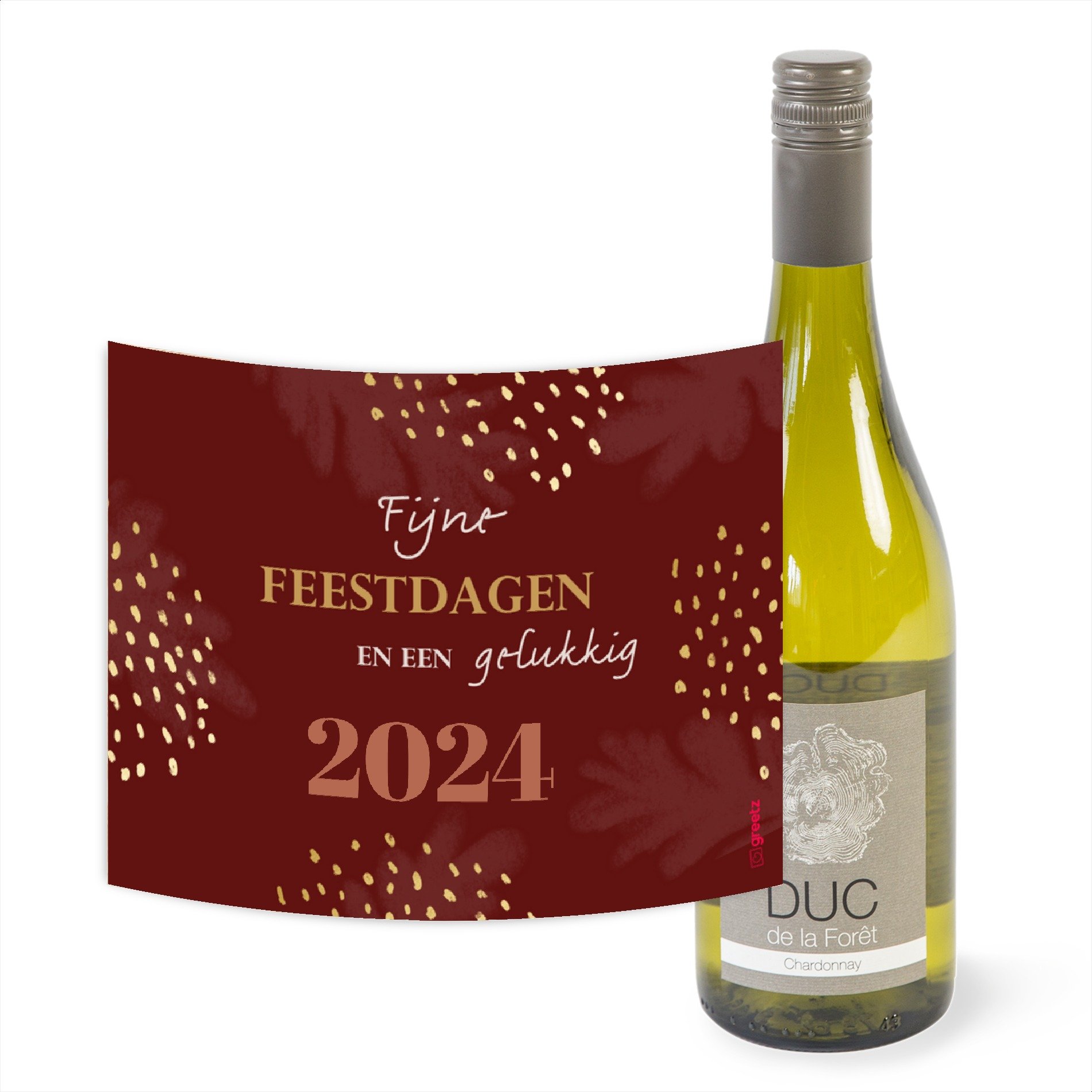 Duc de la Foret - Chardonnay - Fijne feestdagen met eigen tekst - 750 ml