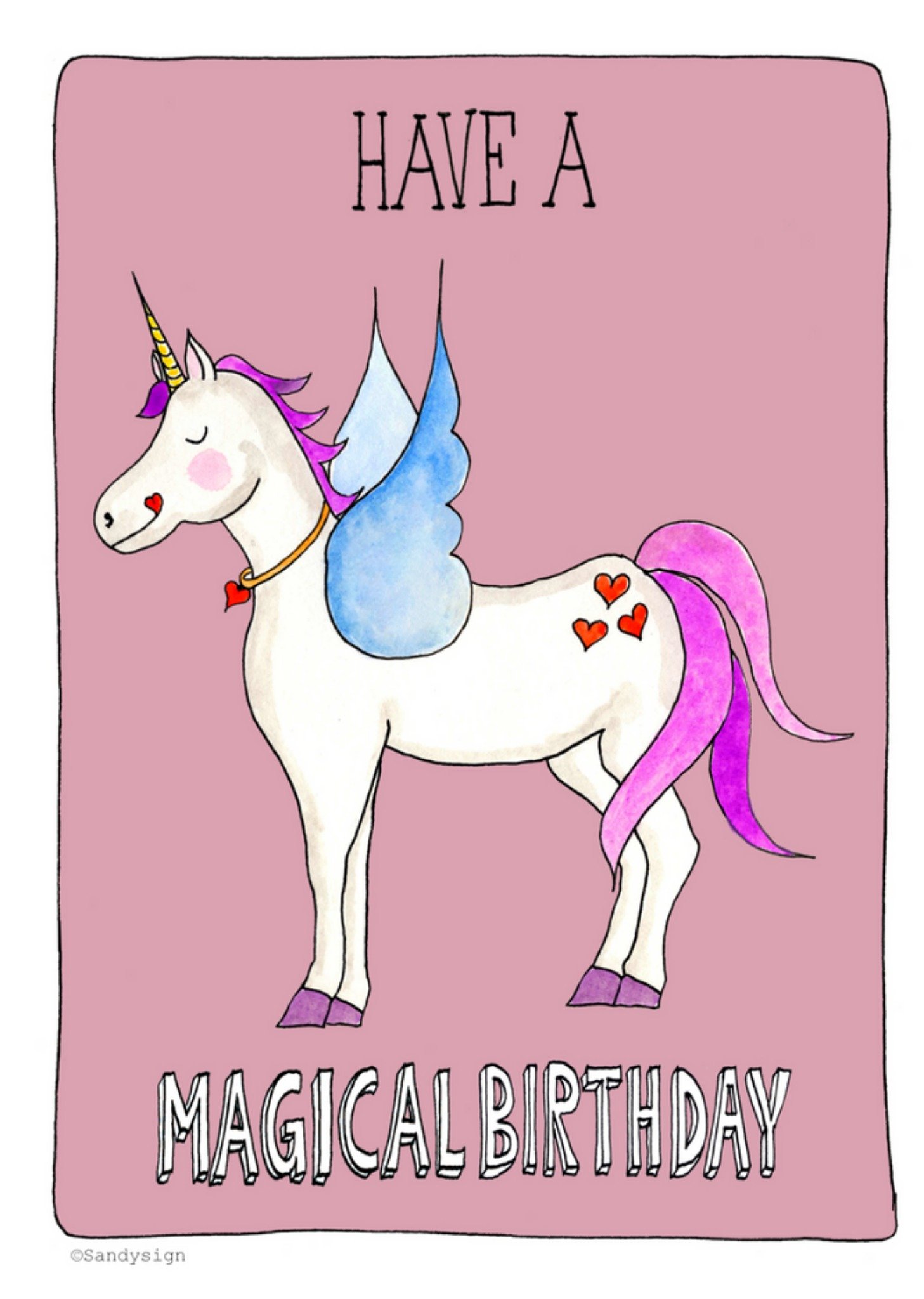 Sandysign - Verjaardagskaart - unicorn