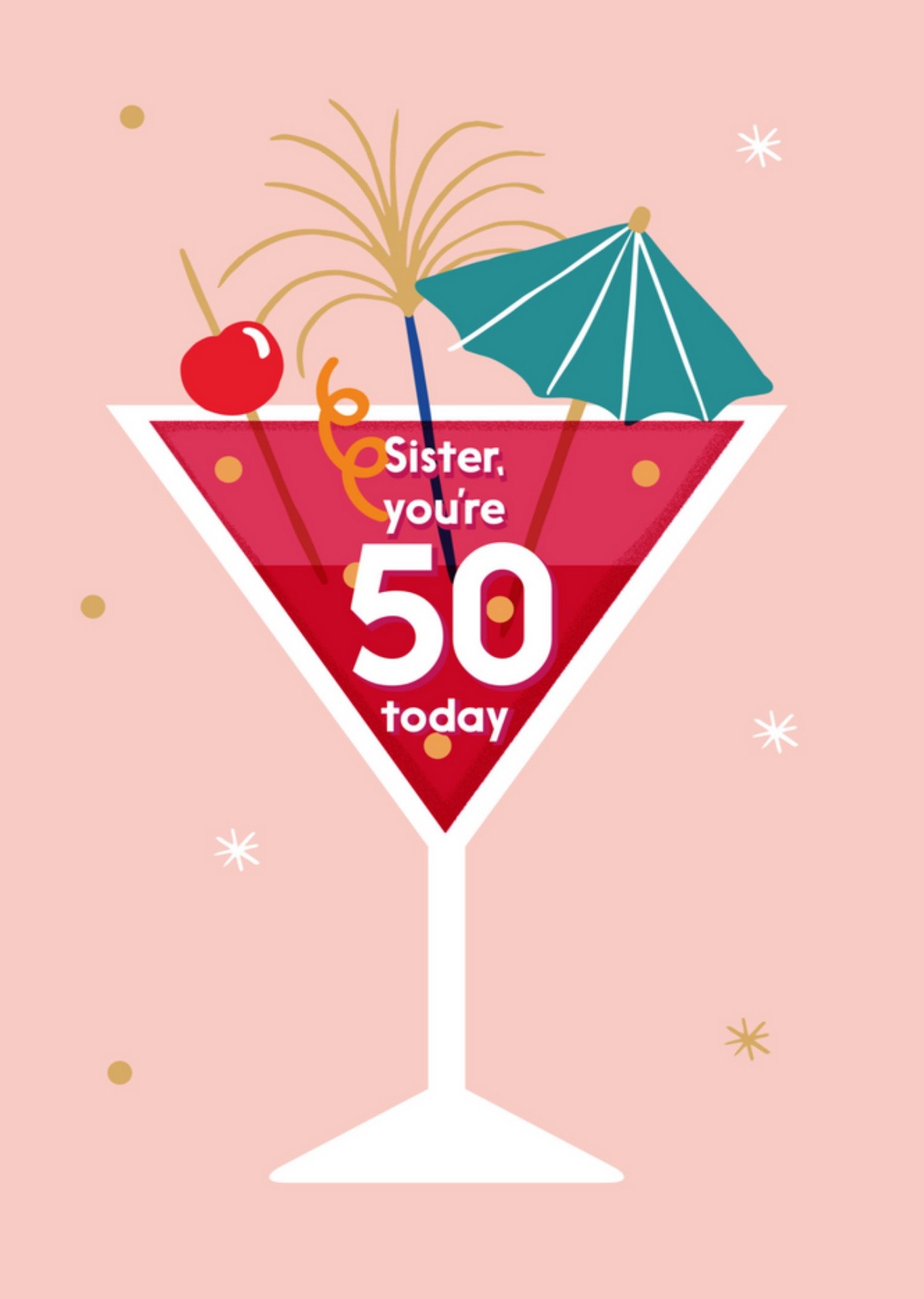 verjaardagskaart - Cocktail 50 jaar