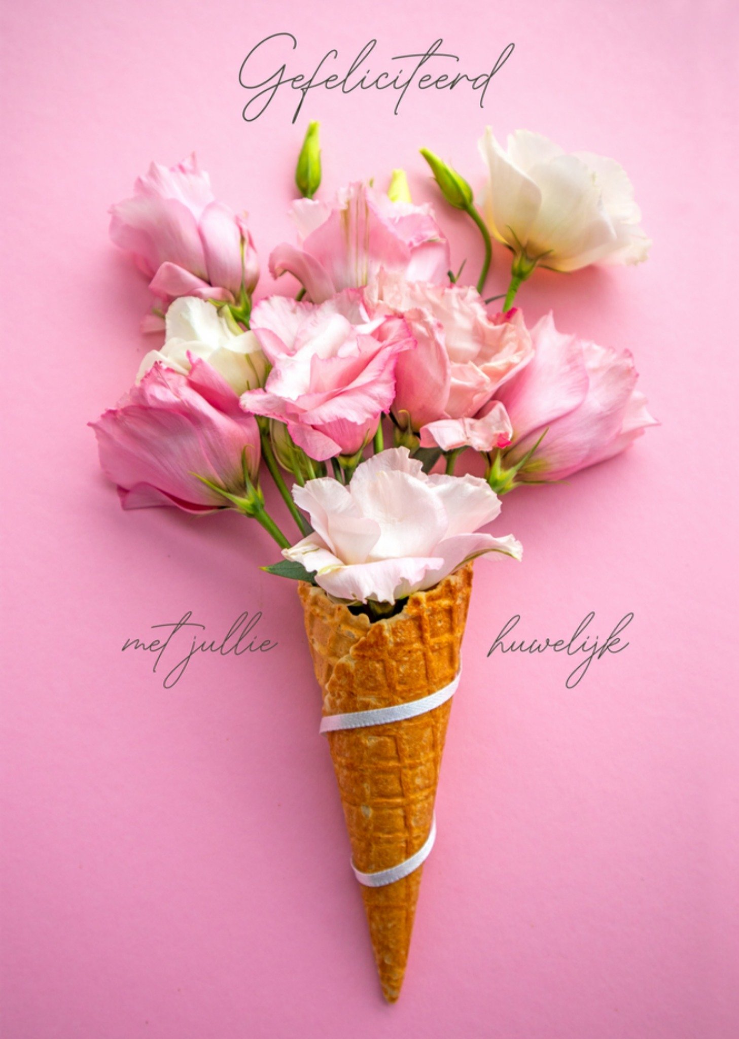 Photoflash - Huwelijkskaart - Roze bloemen