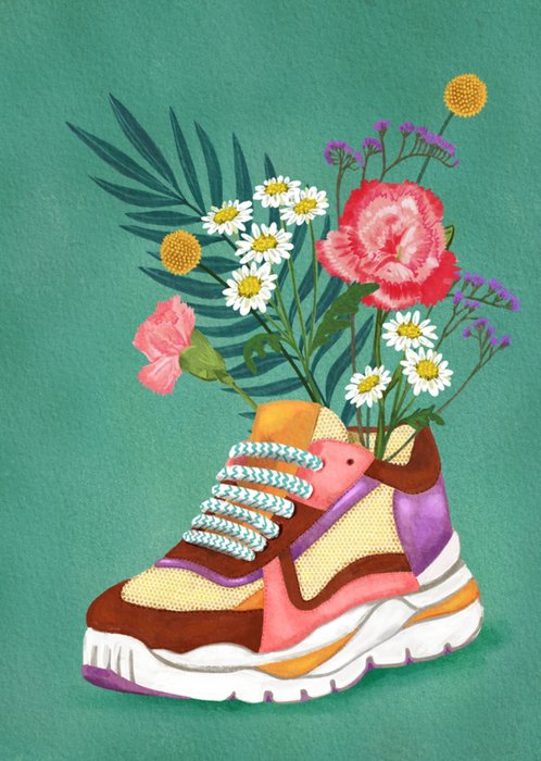 Petit Konijn | Zomaarkaart | sneaker | bloemen