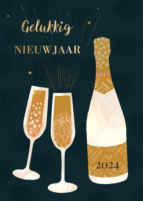 Greetz | Nieuwjaarskaart | champagne | jaartal