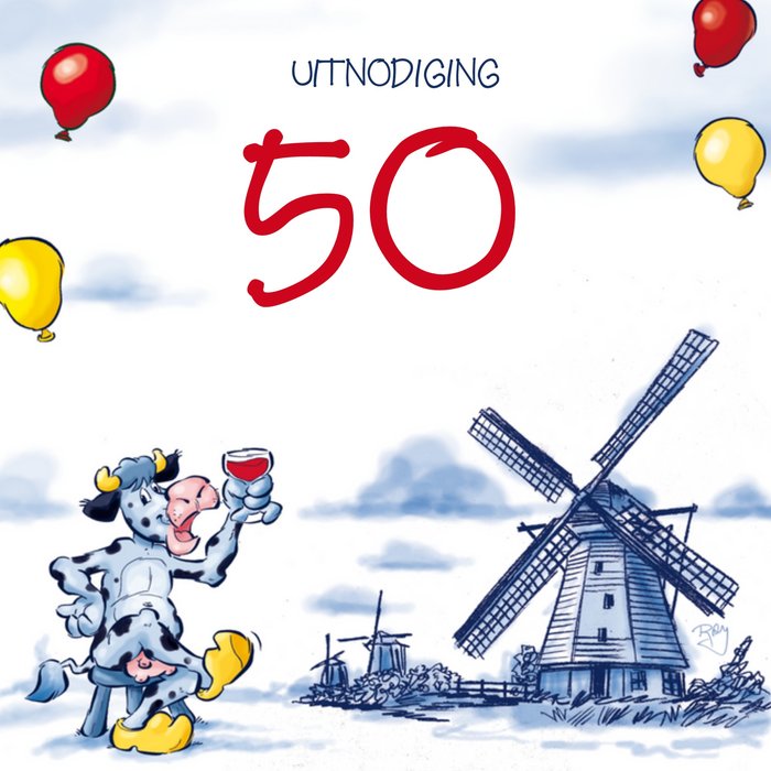 Old Dutch | Verjaardag uitnodiging | 50 jaar
