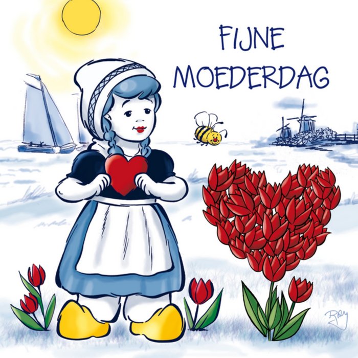 Old Dutch | Moederdagkaart | tulpen | klompen