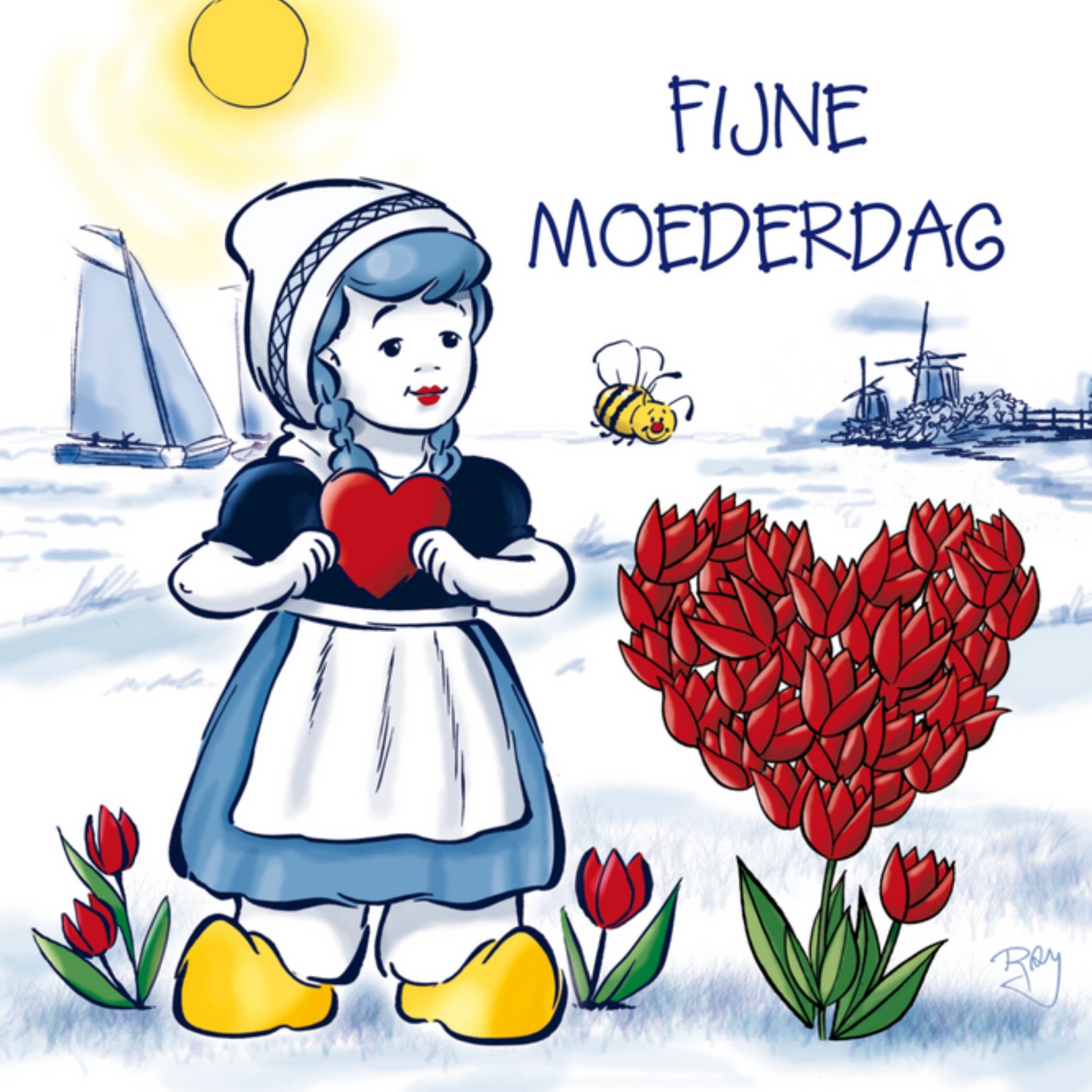 Old Dutch - Moederdagkaart - tulpen - klompen 30