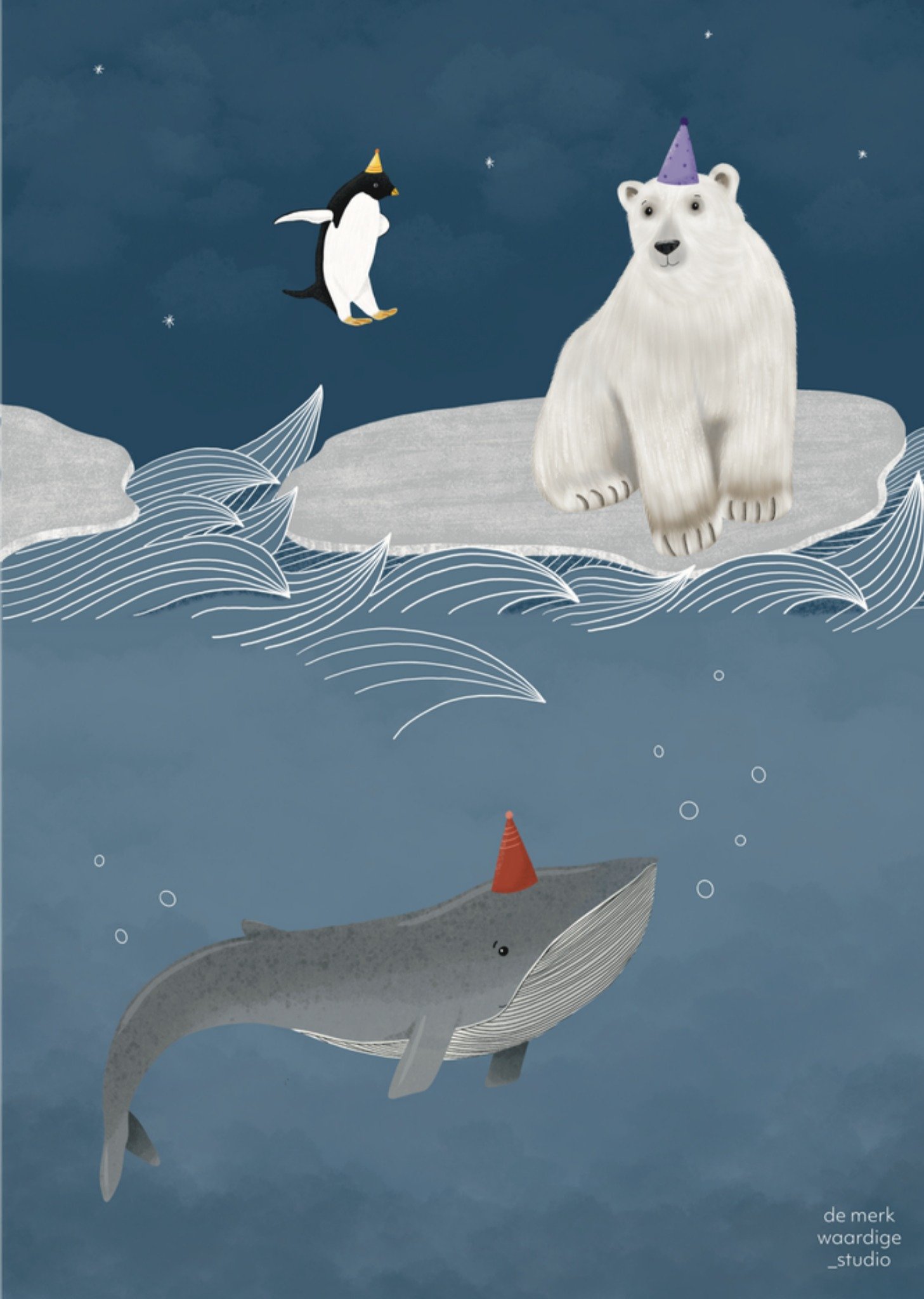 De Merkwaardige Studio - Verjaardagskaart - Feestje - Arctische dieren
