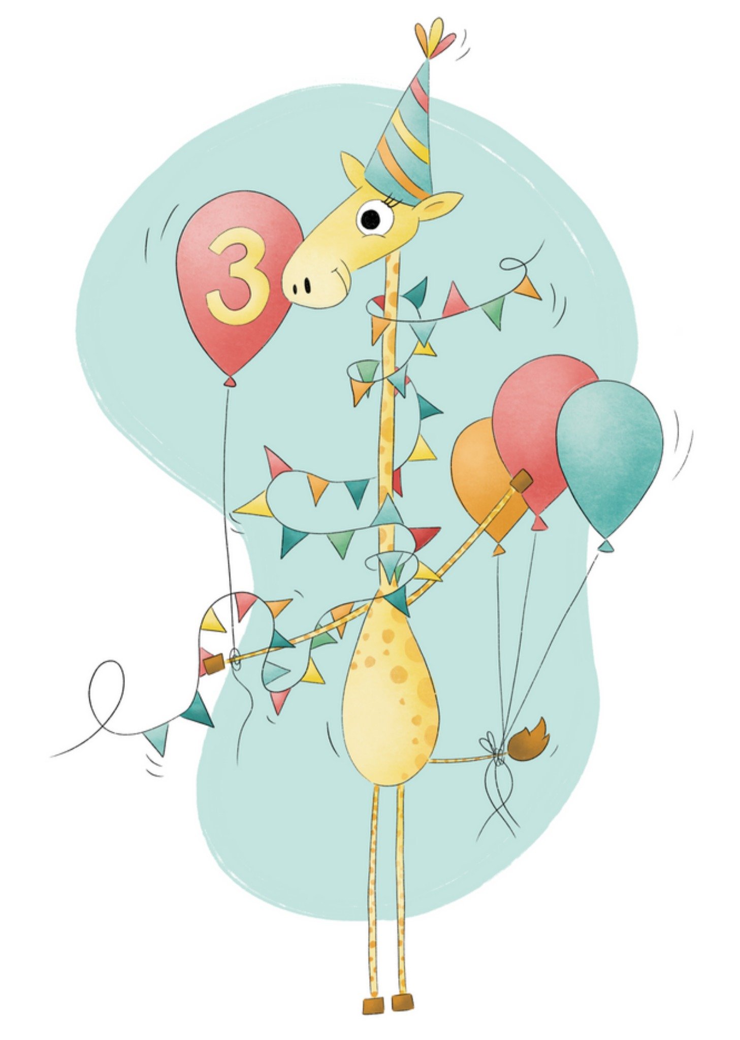 Studio Fred Illustraties - Verjaardagskaart - 3 - Giraf