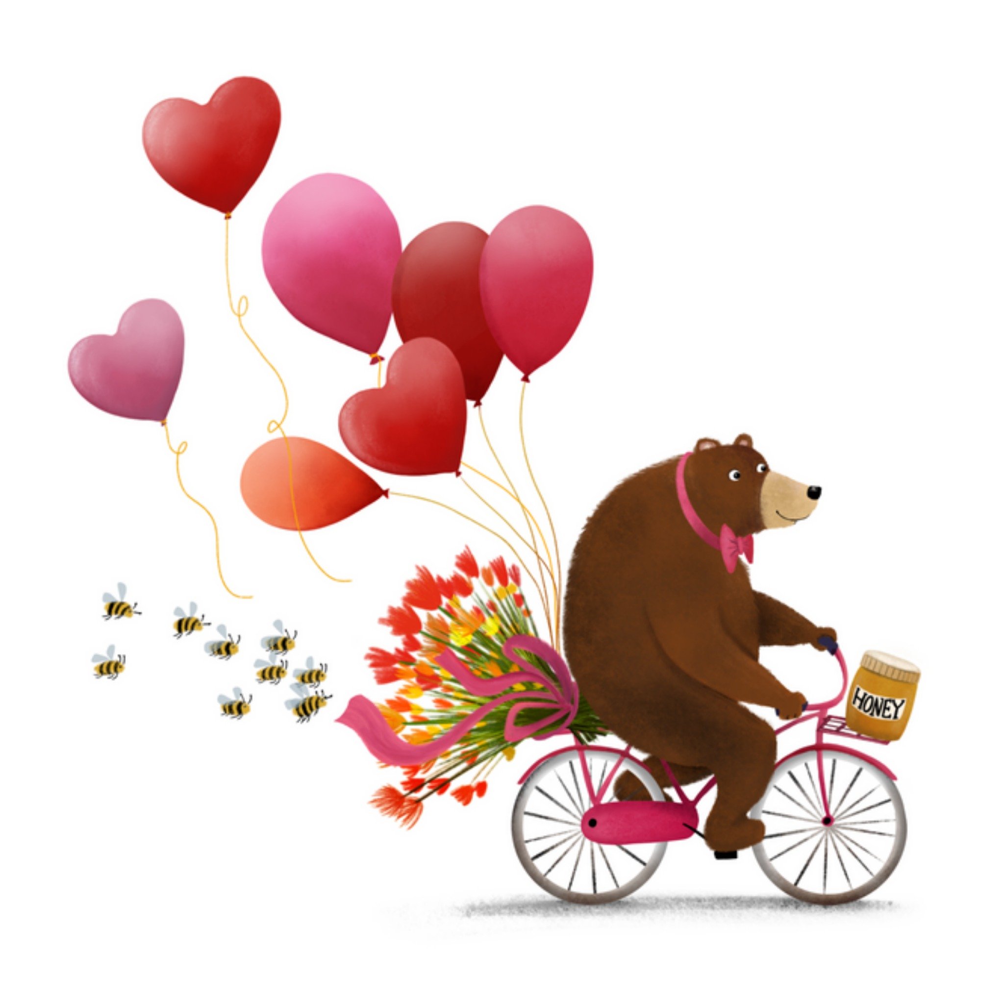 Valentijnskaart - beer - ballonnen