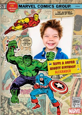Marvel | Verjaardagskaart | met foto en naam