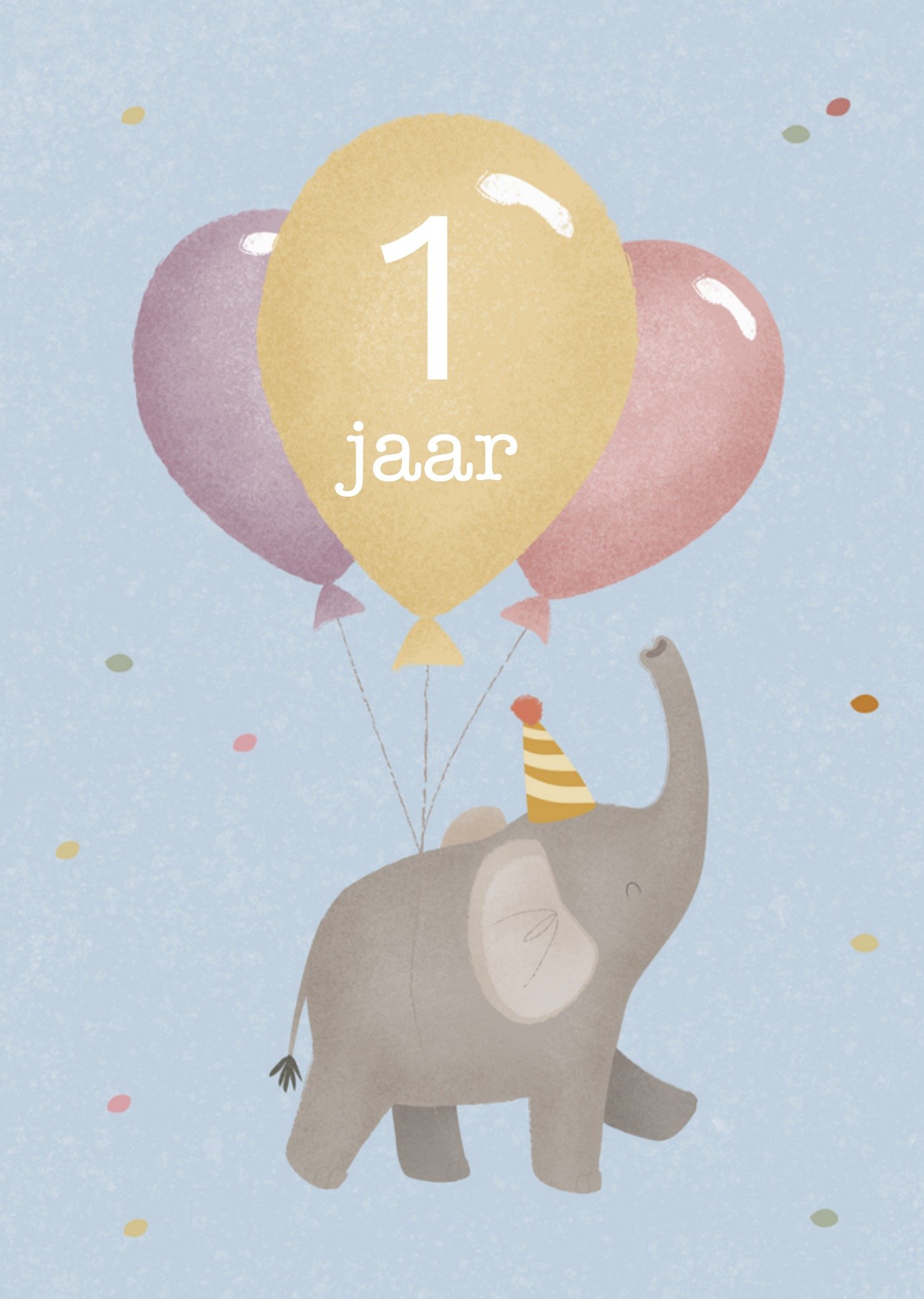 Little Dutch - Verjaardagskaart - Olifant en ballonnen