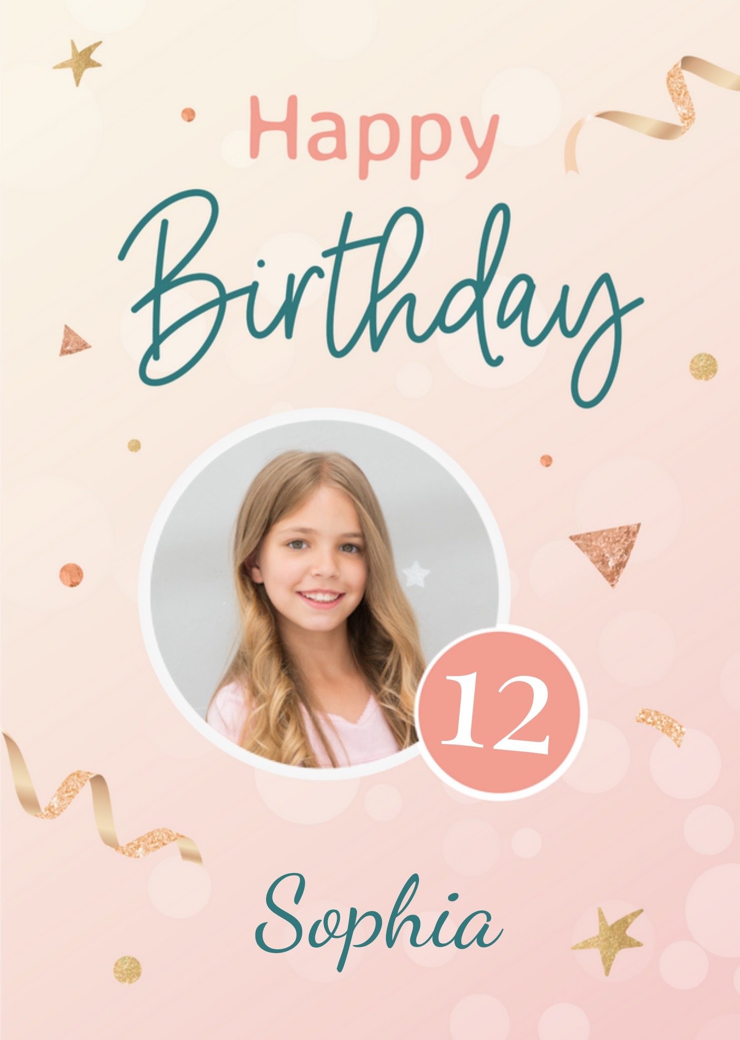 Papercute - Verjaardagskaart - Meisje - Met foto - Aanpasbare leeftijd en naam