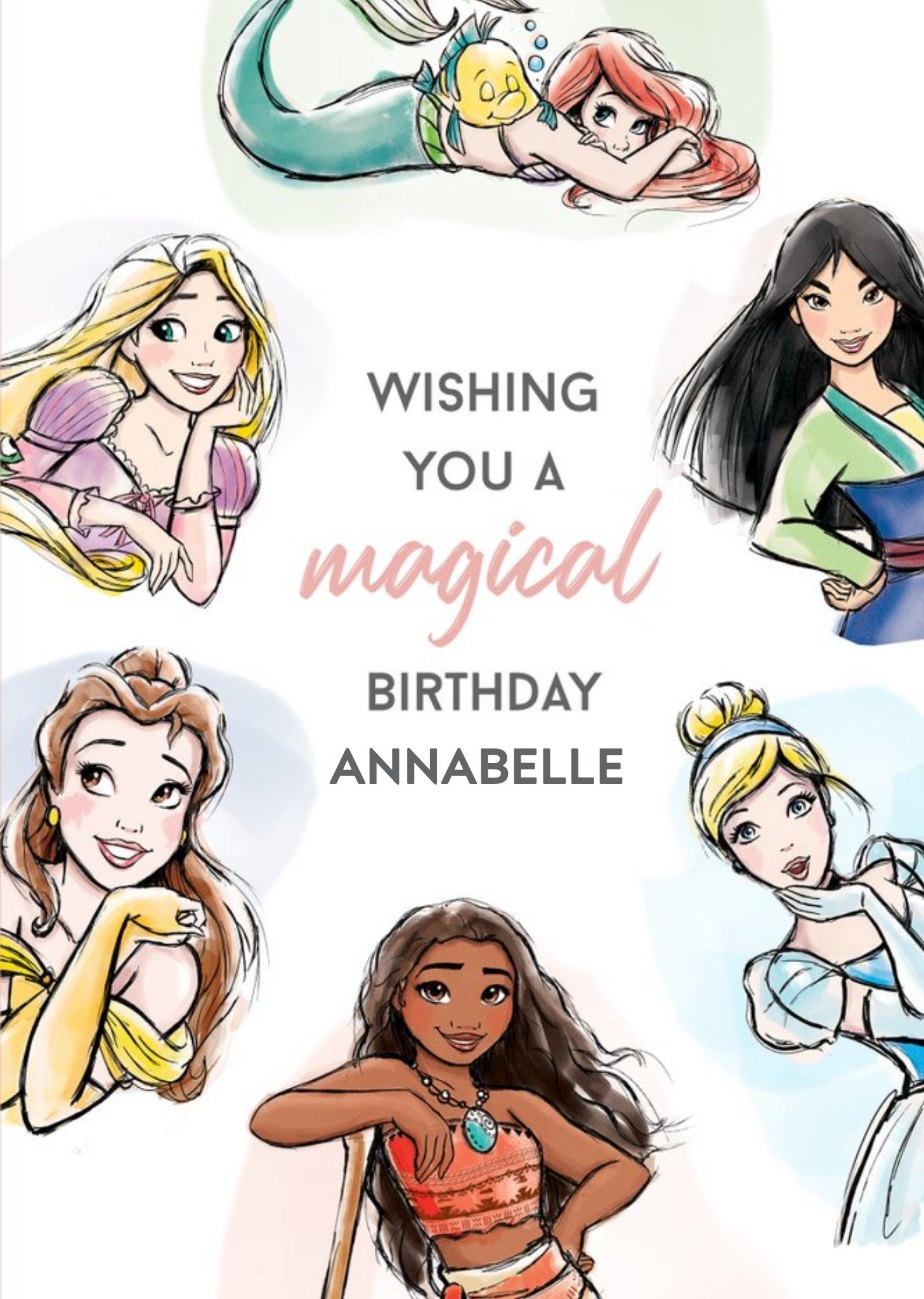 Disney - Verjaardagskaart - prinsessen - met naam