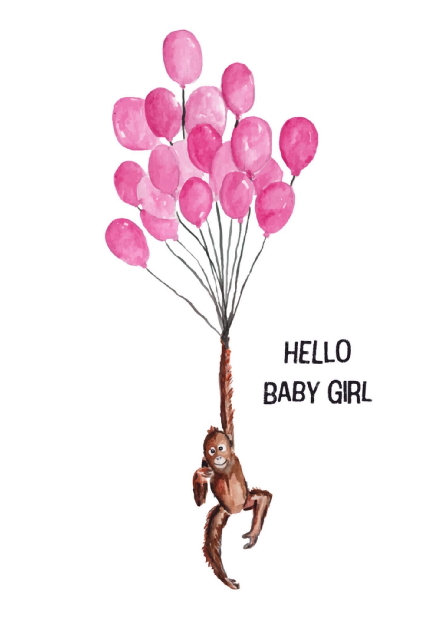 Greetz  Geboortekaart - ballonnen - meisje