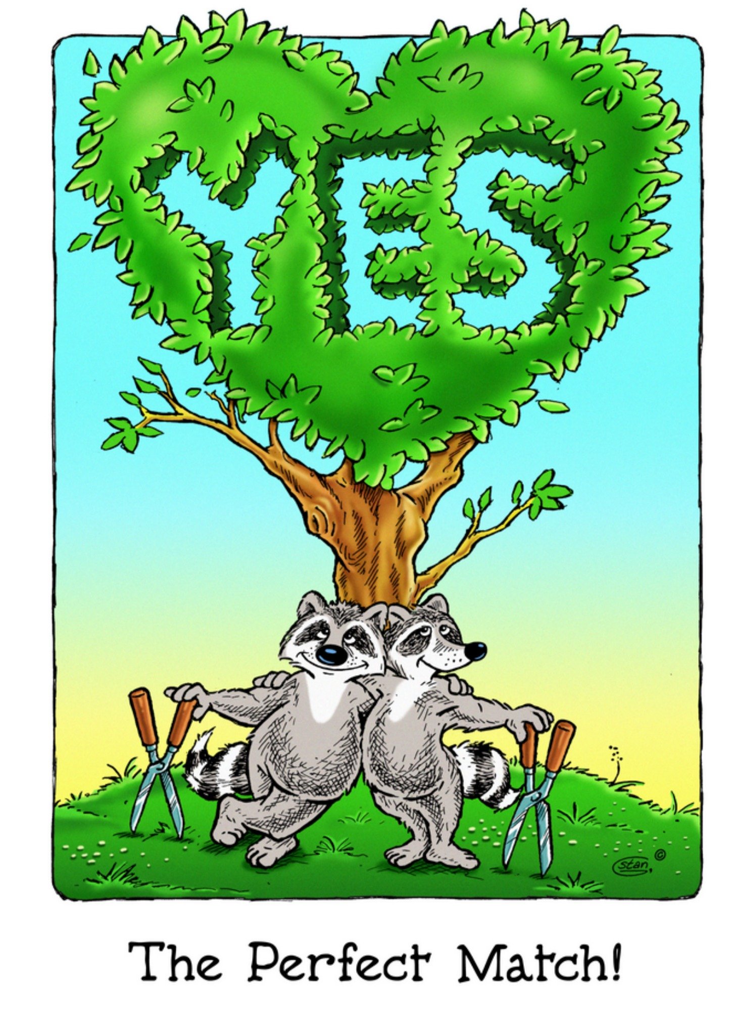 Bengels - Huwelijkskaart - wasbeer - illustratie