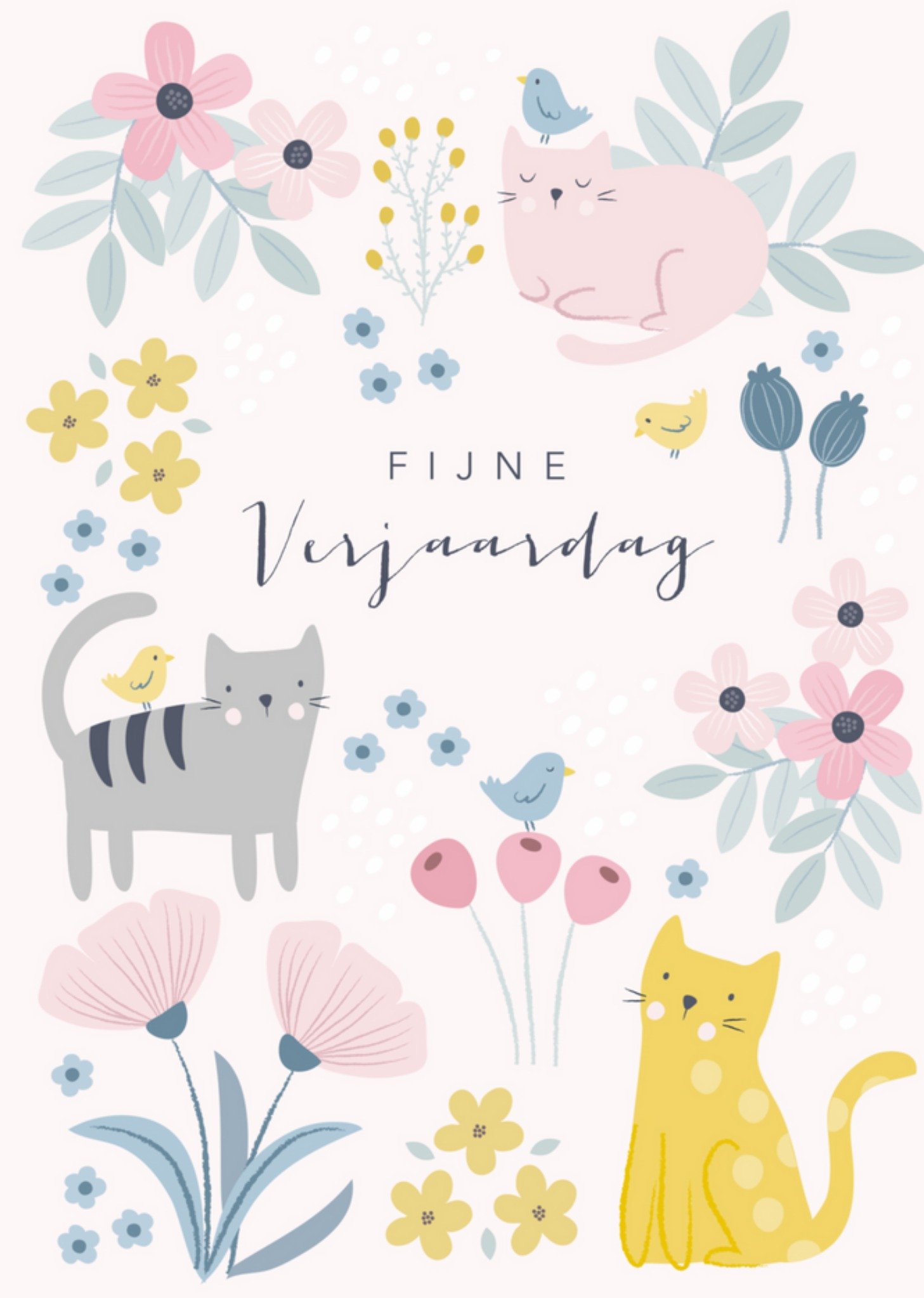Klara Hawkins - Verjaardagskaart - kat - fleurig