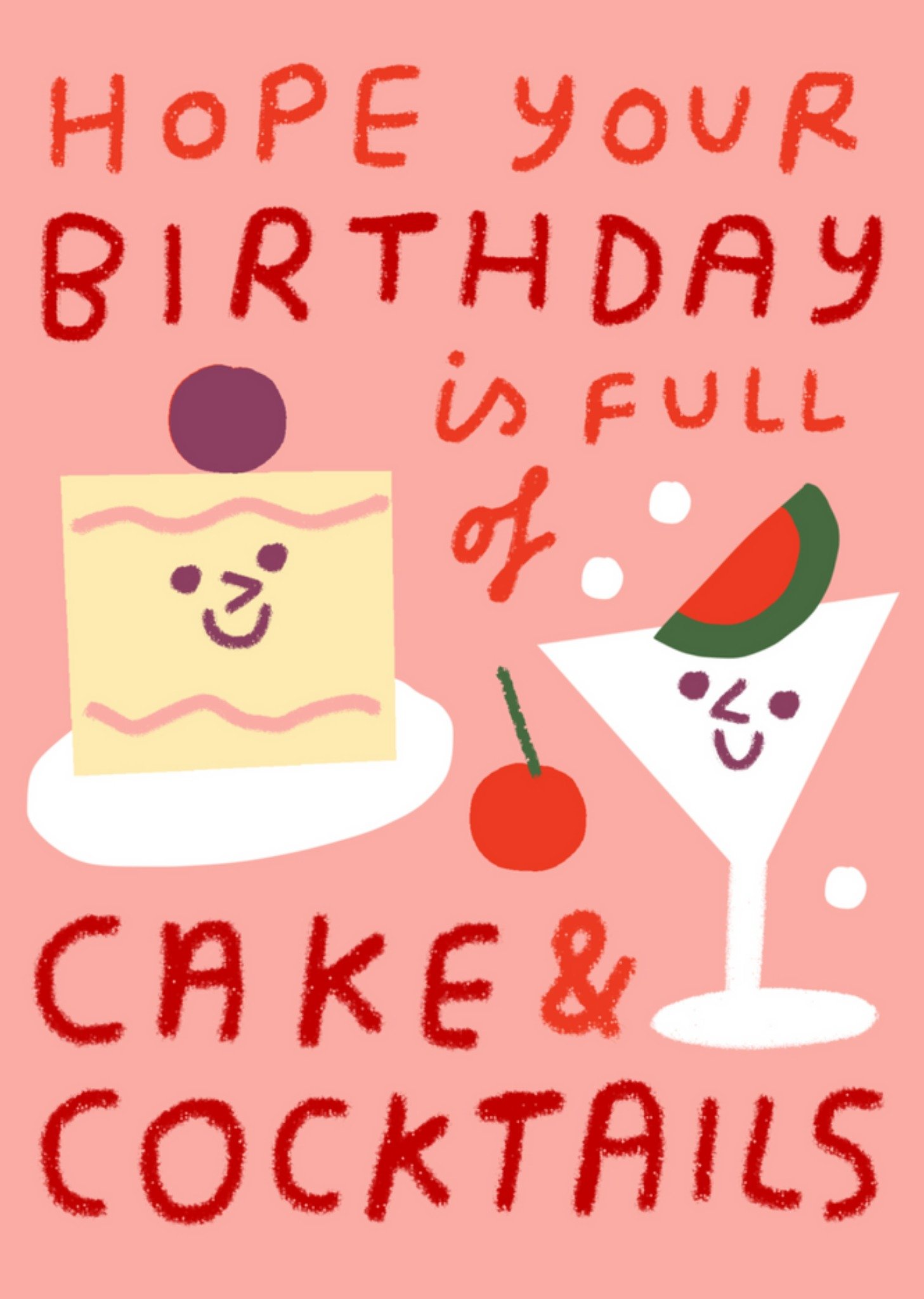 Verjaardagskaart - taart en cocktails