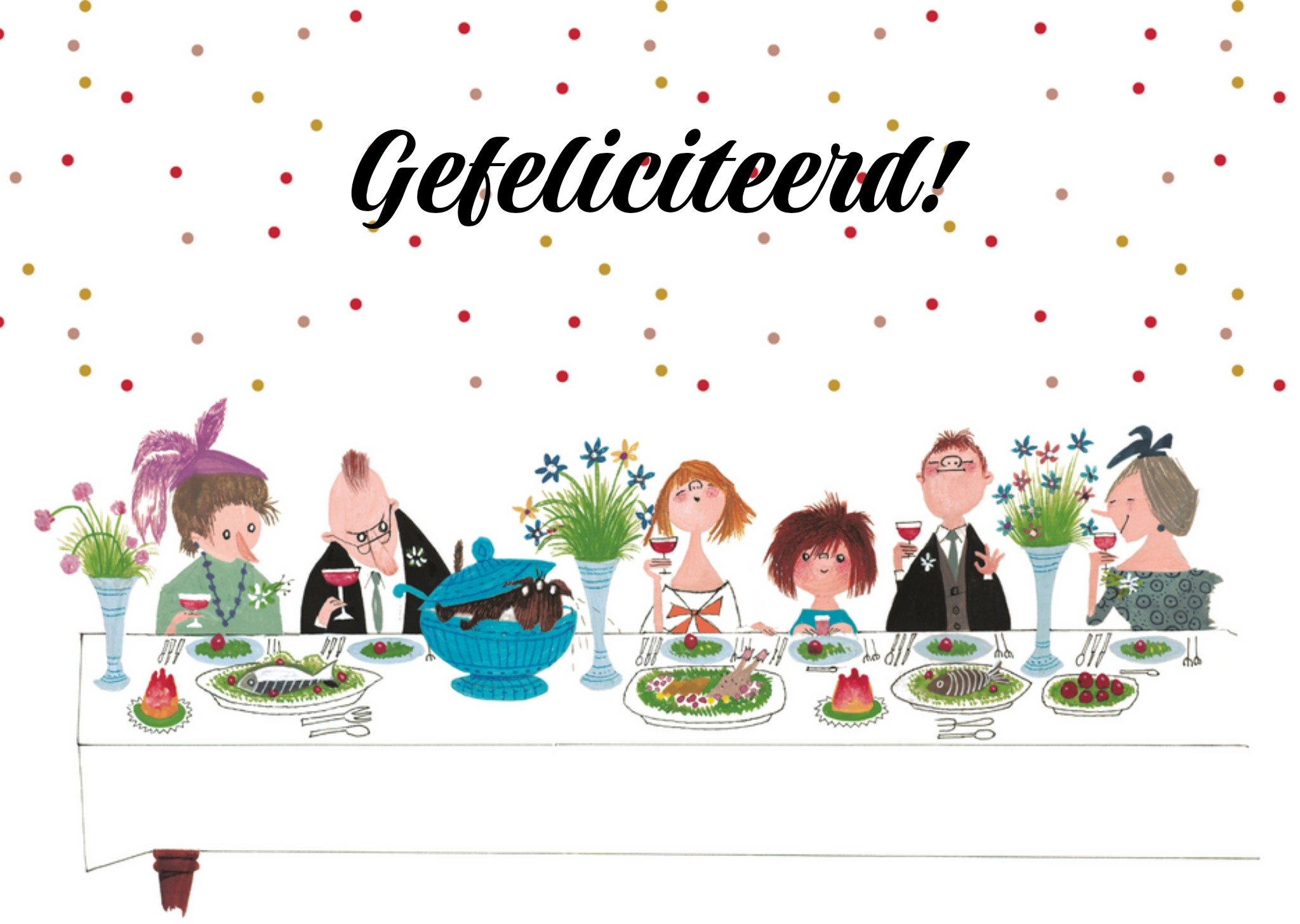Fiep Westendorp - Felicitatiekaart - eten - tafel