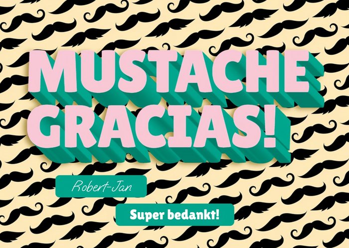Love Repeat | Bedankt kaart | Muchas! Nee, Moustache Gracias!
