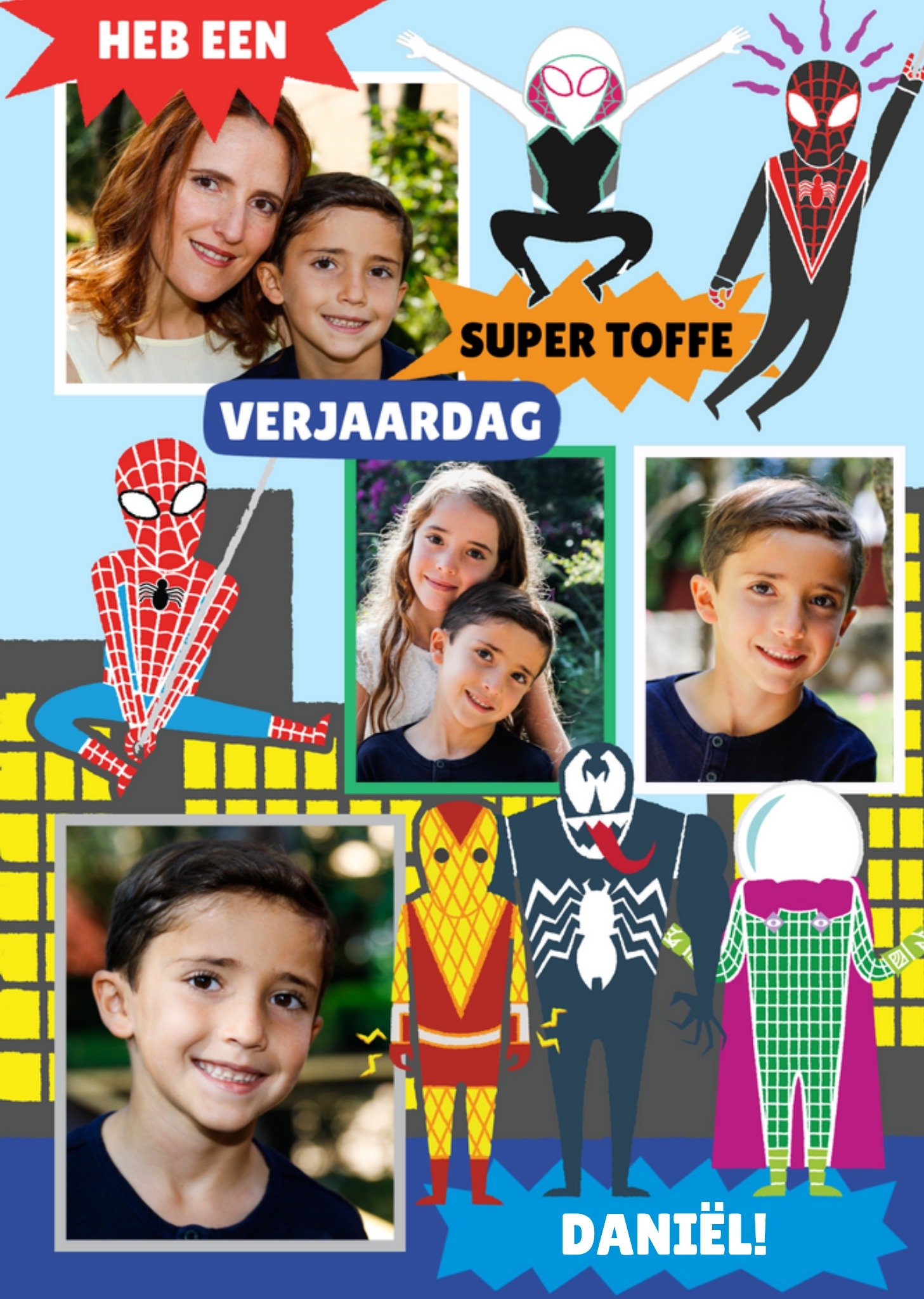 Spiderman - Verjaardagskaart - Met fotos - Karakters