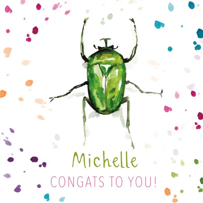 Michelle Dujardin | Verjaardagskaart | Insect | Aanpasbare naam